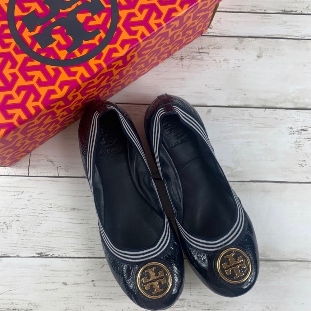 Navy Blue Tory Burch Caroline Flats